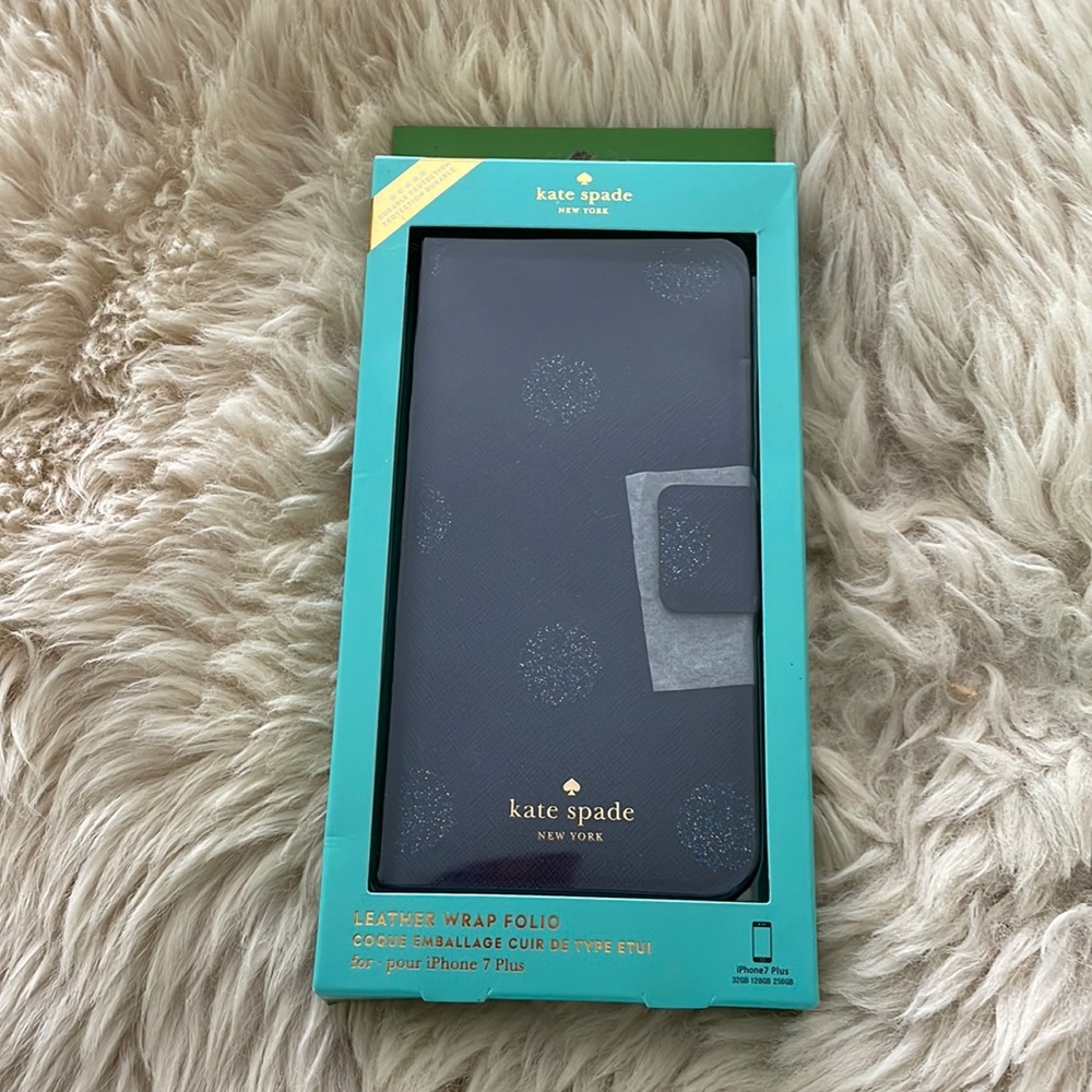 NWT navy blue Kate Spade 7Plus iPhone case.